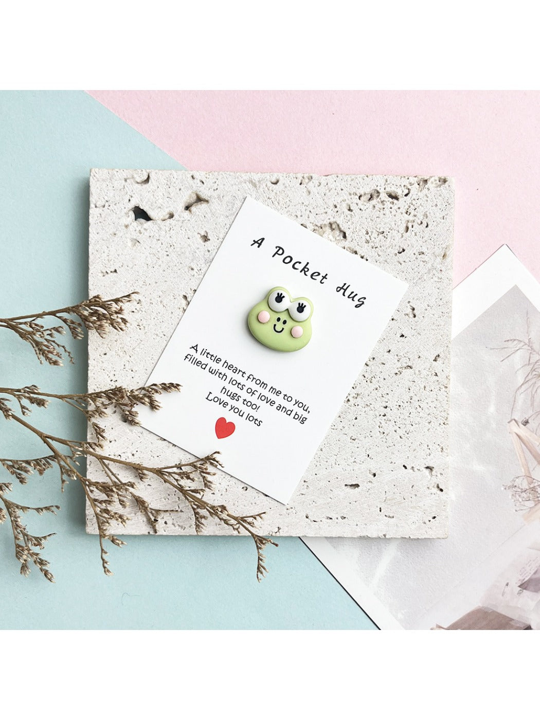 Taphug - Pocket Hug Encouragement Rabbit Frog pocket hug card and keepsake token view 7