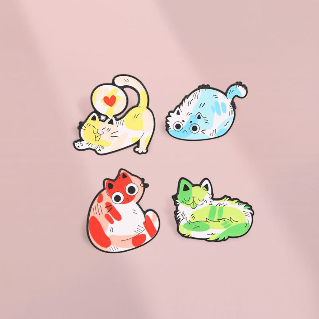 Pinori Colorful Cat Enamel Pin Set