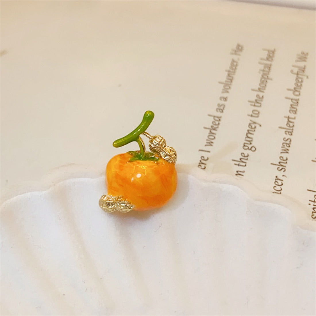 Enamel Persimmon Brooch