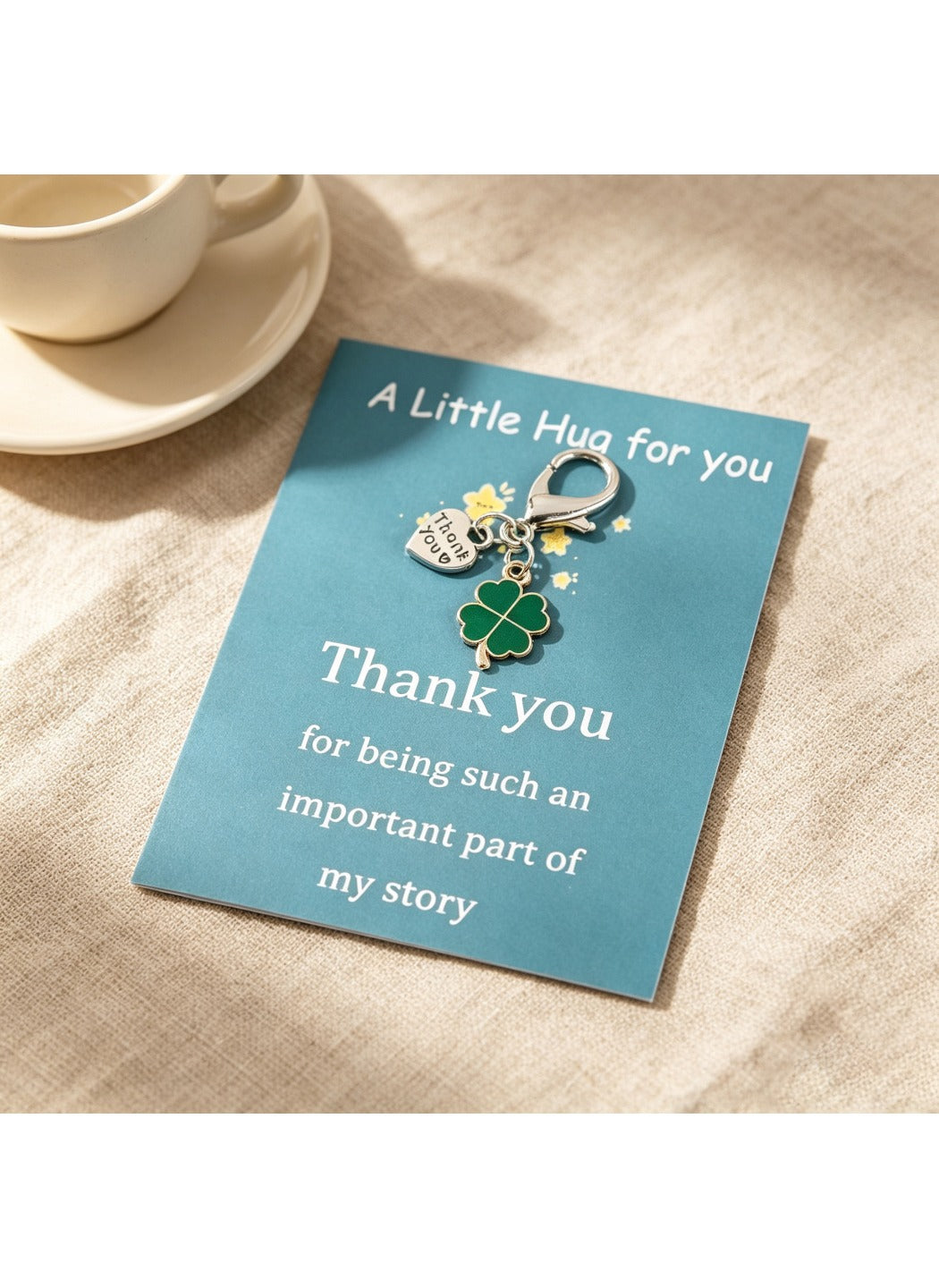 Taphug  - Alloy Pocket Hug Card Heart & Clover Keychain