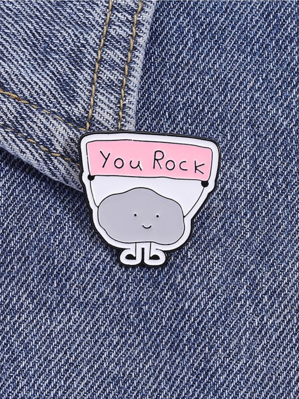 Pinori YOU ROCK cloud badge with vibrant blue and yellow enamel colors