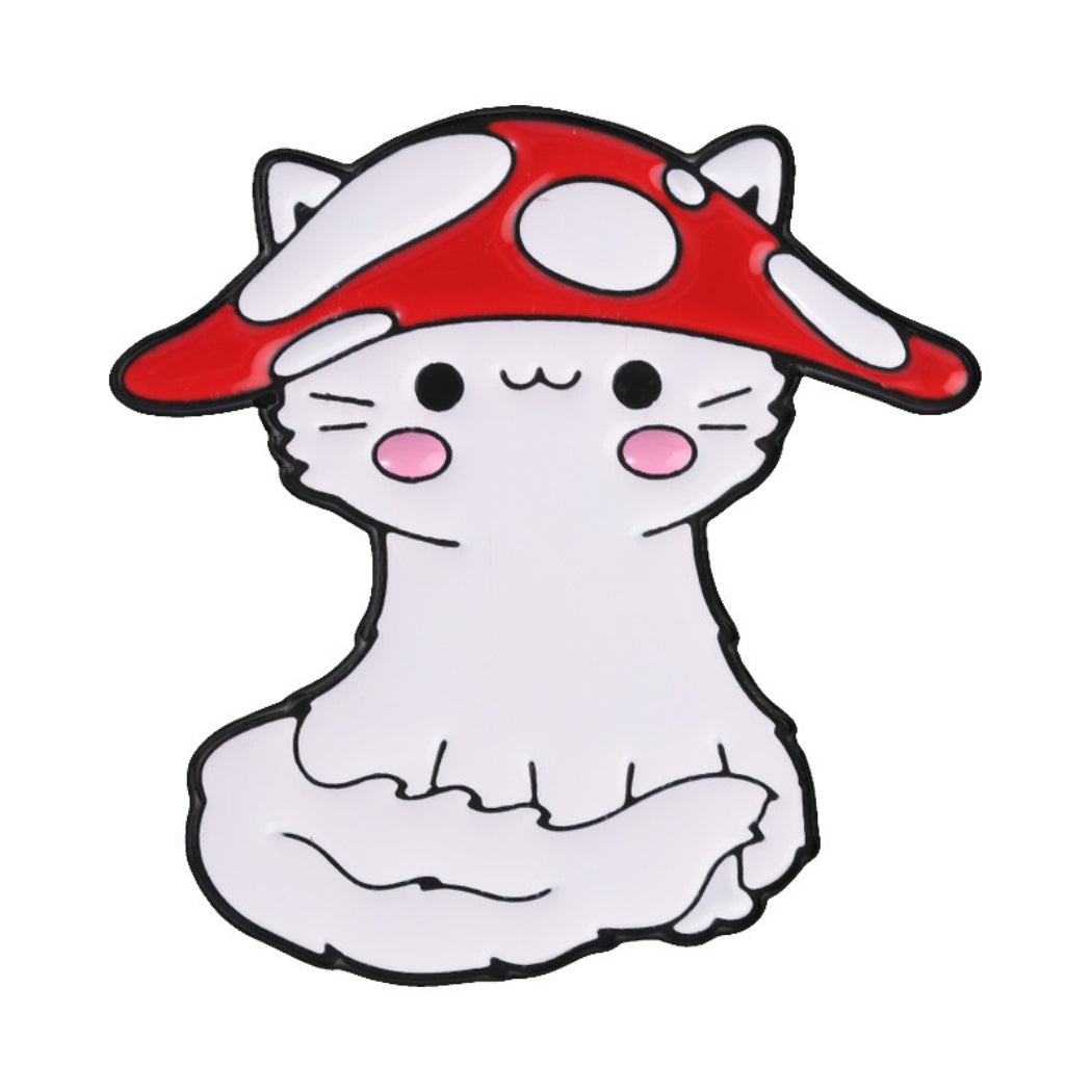 Pinori Mushroom Cat Enamel Pin
