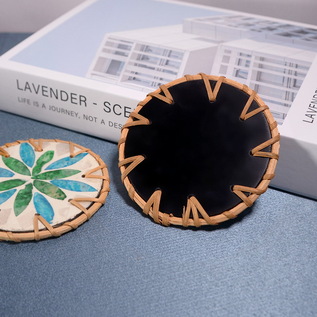Thimara - Intarsia Floral Pattern Round Coaster