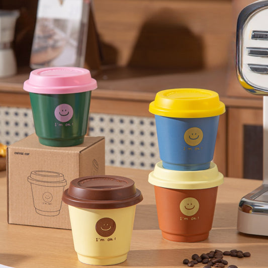 Mivora - Cute Round Smiley Lid Coffee Drinking Cup