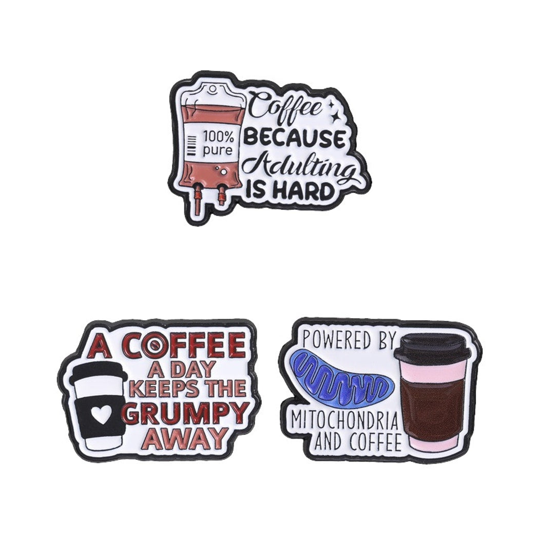 Pinori - Funny Coffee Letter Decorative Lapel Brooch