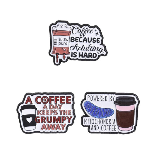 Pinori - Funny Coffee Letter Decorative Lapel Brooch