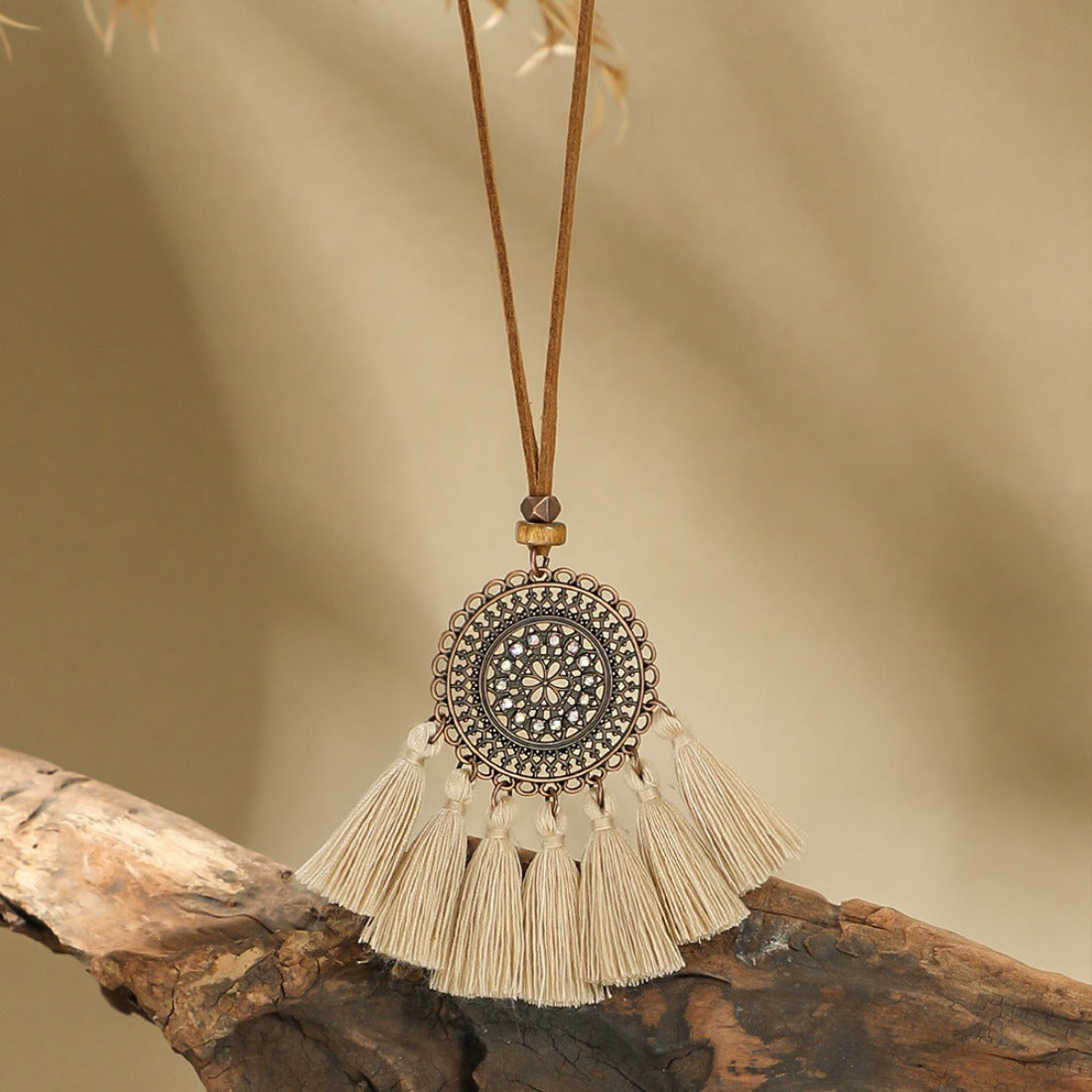 Bohemian Beige and Coffee Sweater Necklace