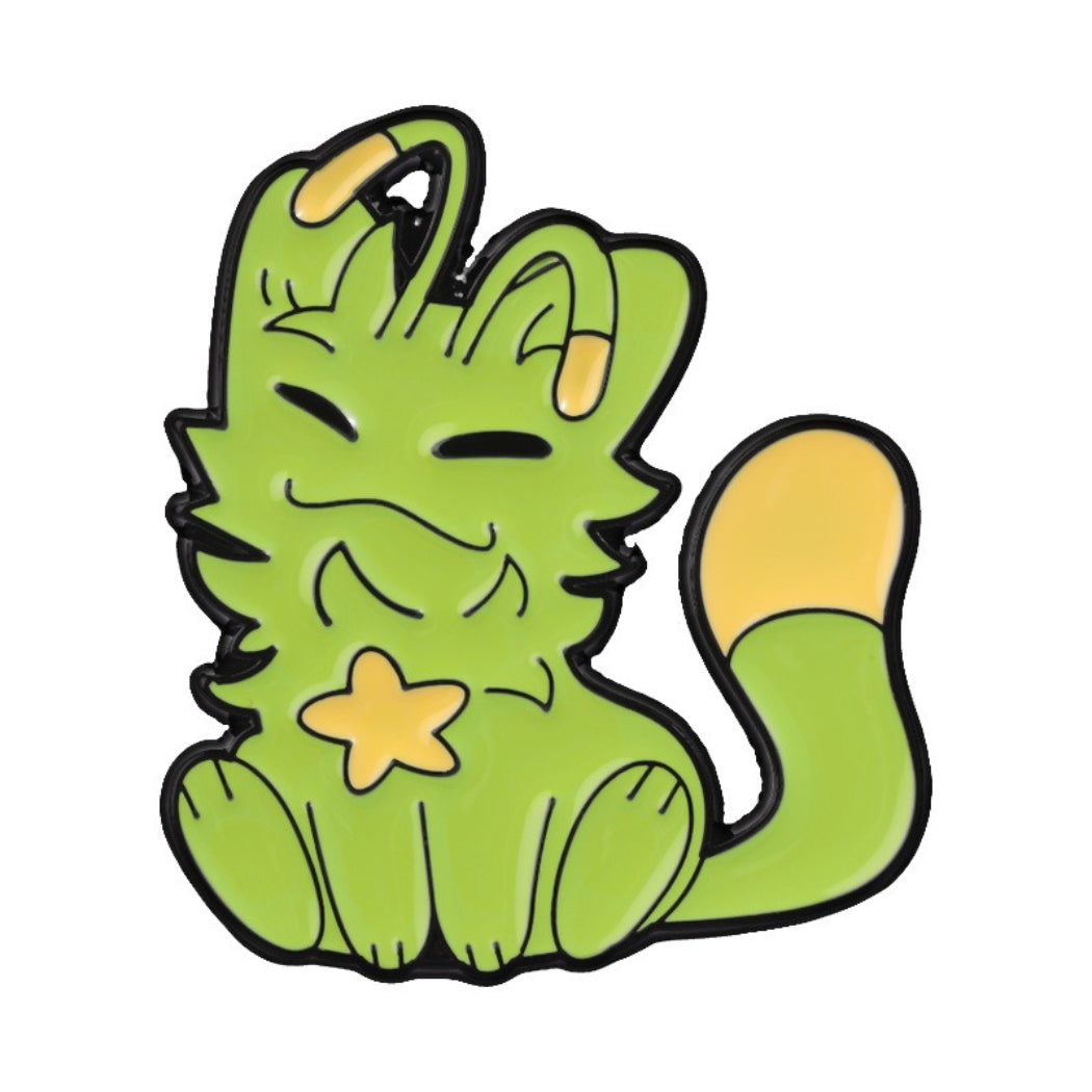 Pinori Green Cat Enamel Pin Set