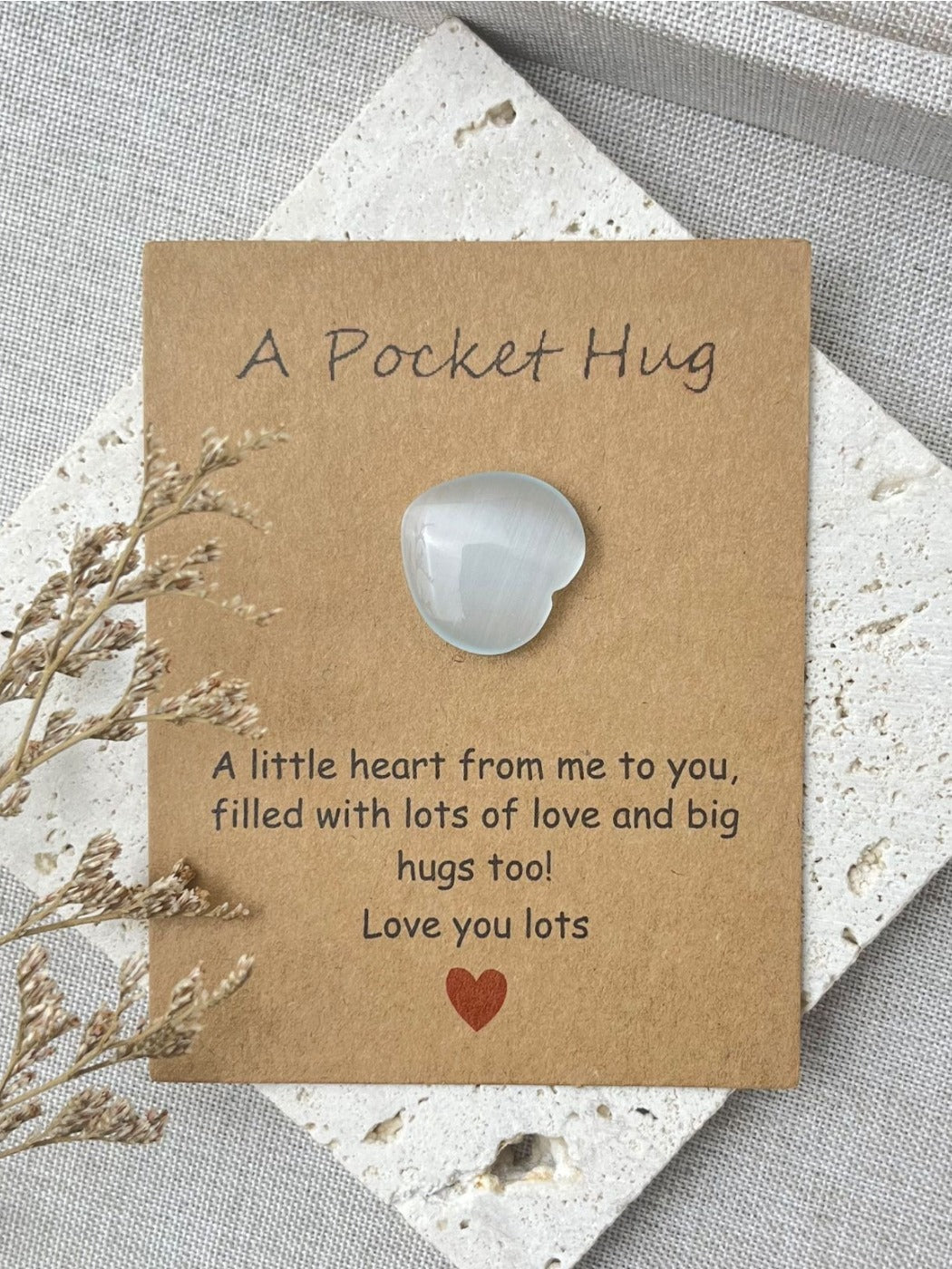 Taphug - Pocket Hug Glass Heart Gift pocket hug card and keepsake token view 8