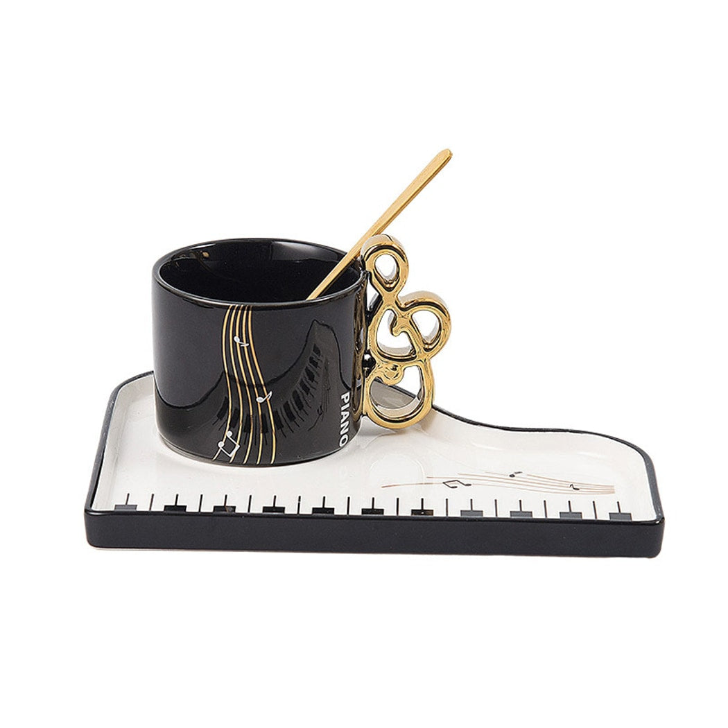Mivora - Piano Theme Coffee Cup and Saucer Set