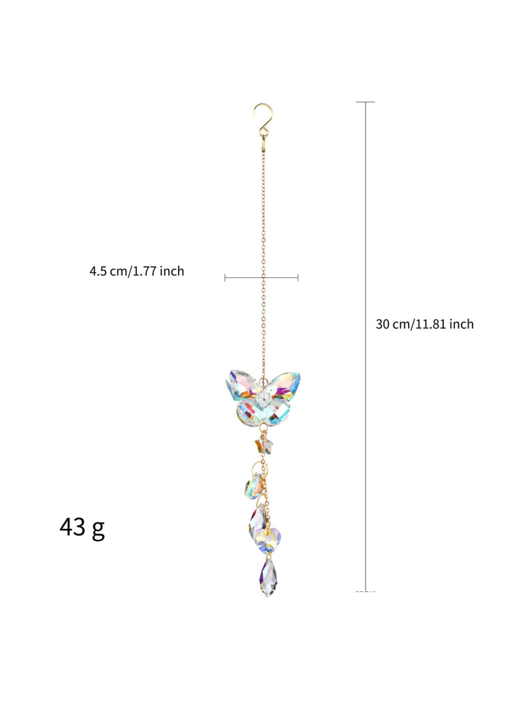 Side view of Somnira Shine Butterfly Dream Catcher showing layered feathers and beads