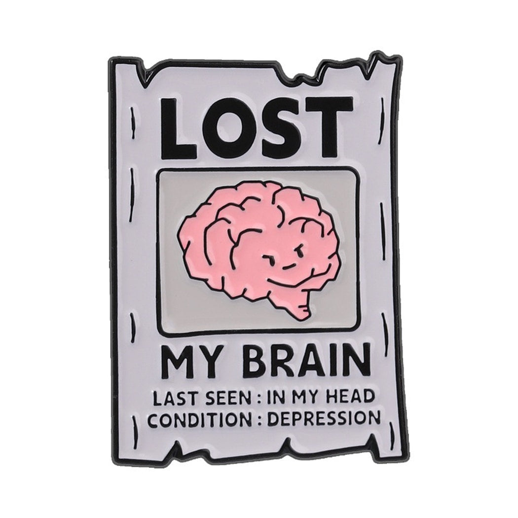 Pinori - Funny Brain Motif Enamel Pin