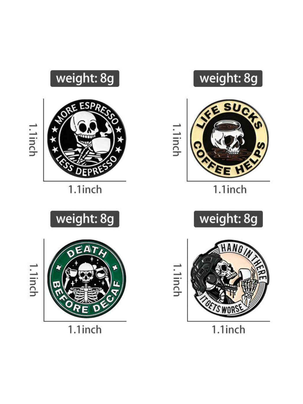Pinori - Gothic Skull Coffee Brooch