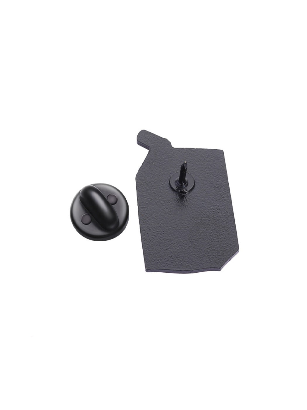 Pinori motivational juice bottle brooch displayed on a wooden surface