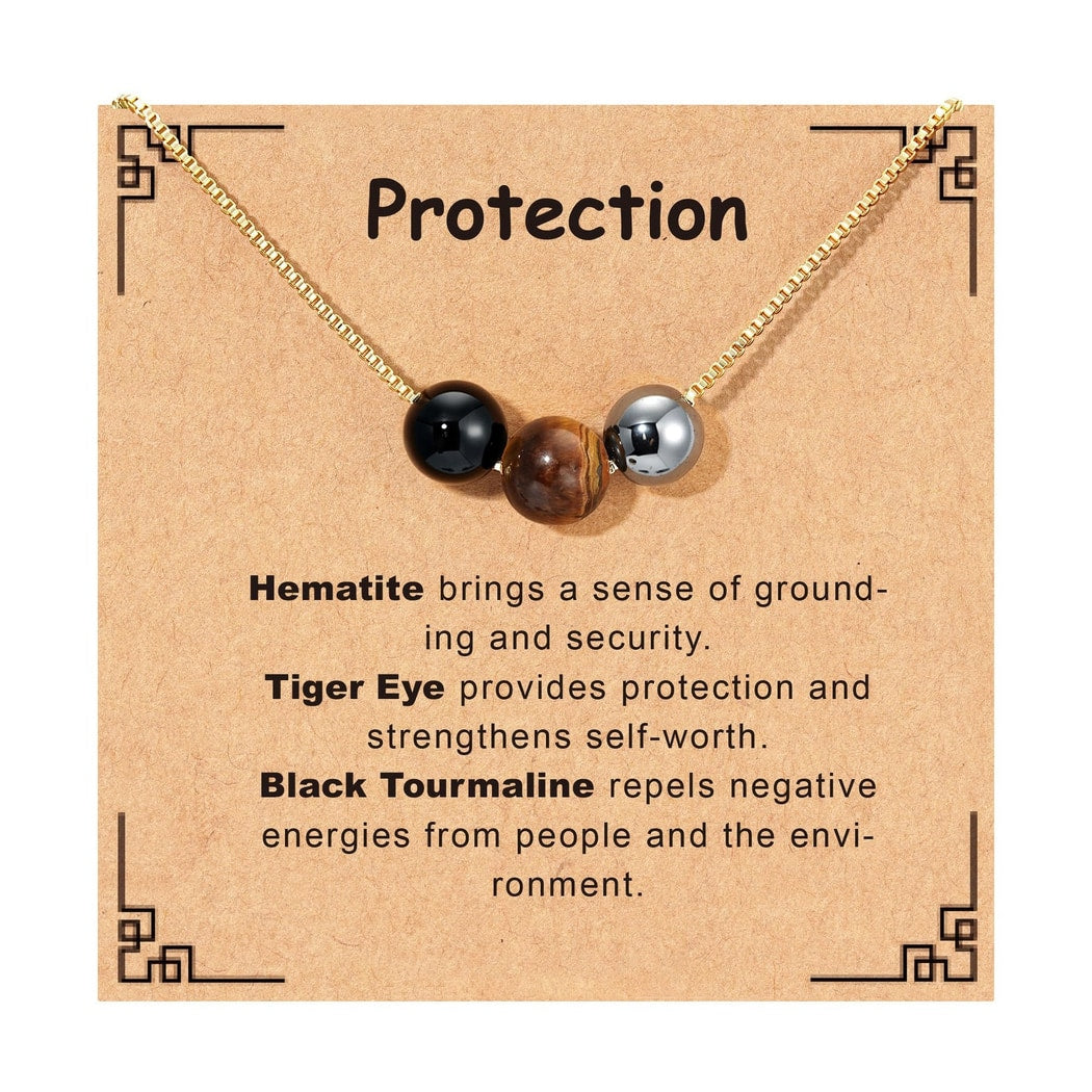 Emora - Simple Three Bead Geometric Necklace