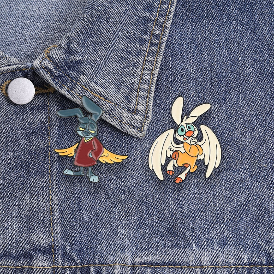 Pinori - Cute Winged Rabbit Character Pin