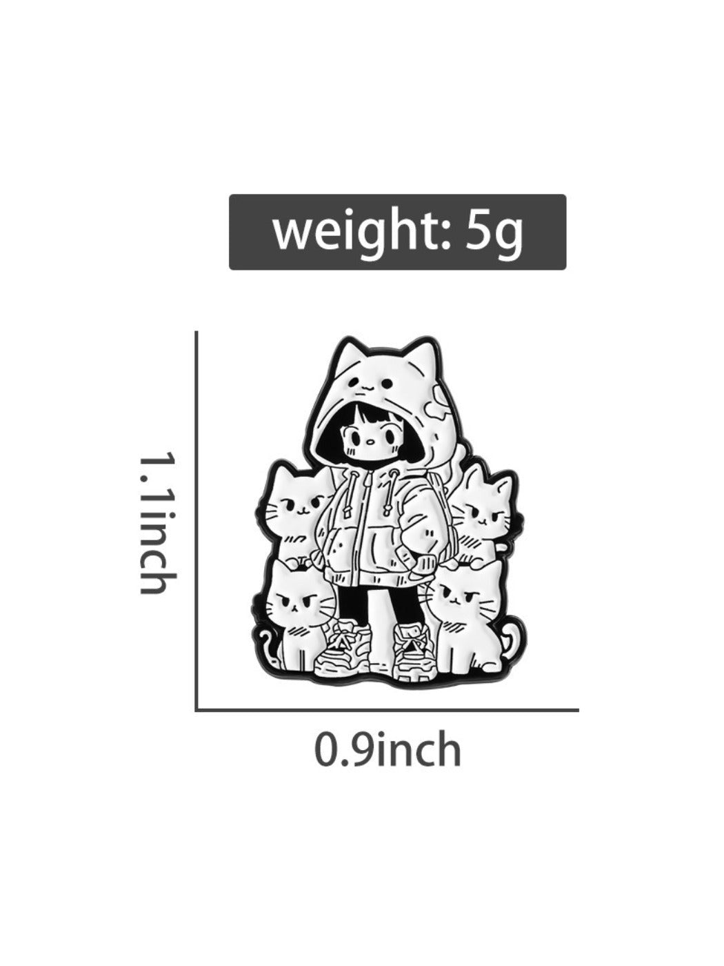 Pinori - Cute Cat And Girl Brooch
