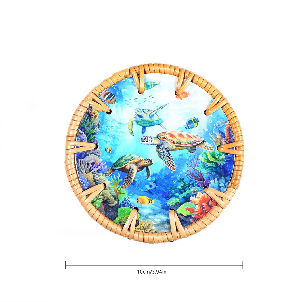 Thimara - Ocean Theme Painted Round Coaster