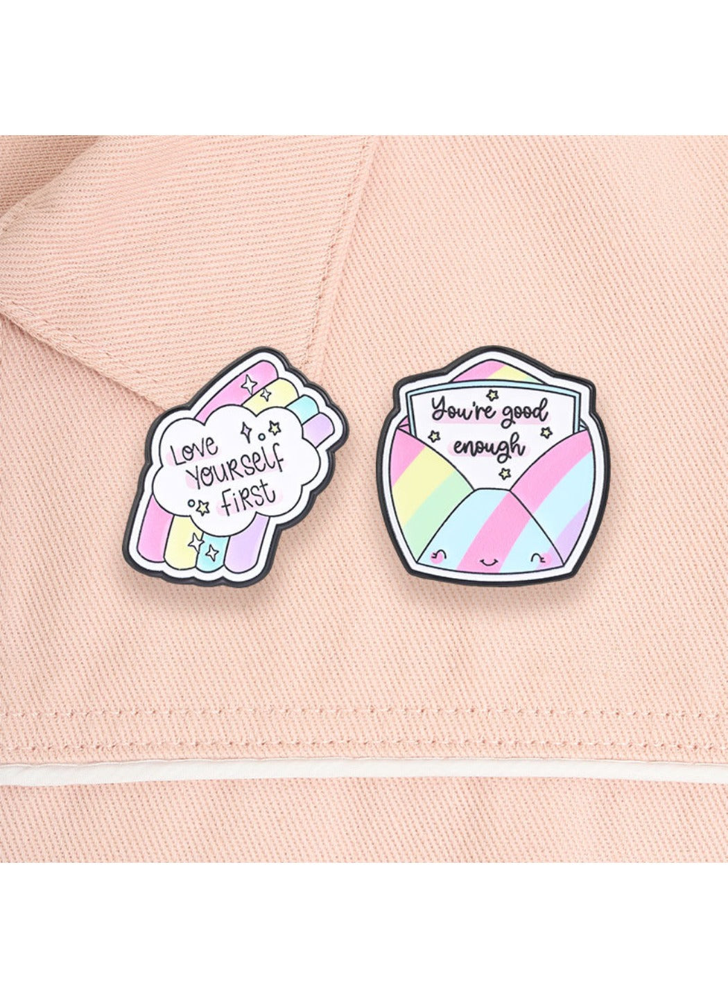 Pinori - Cute Cartoon Rainbow Envelope & Cloud Pin Brooch Badge