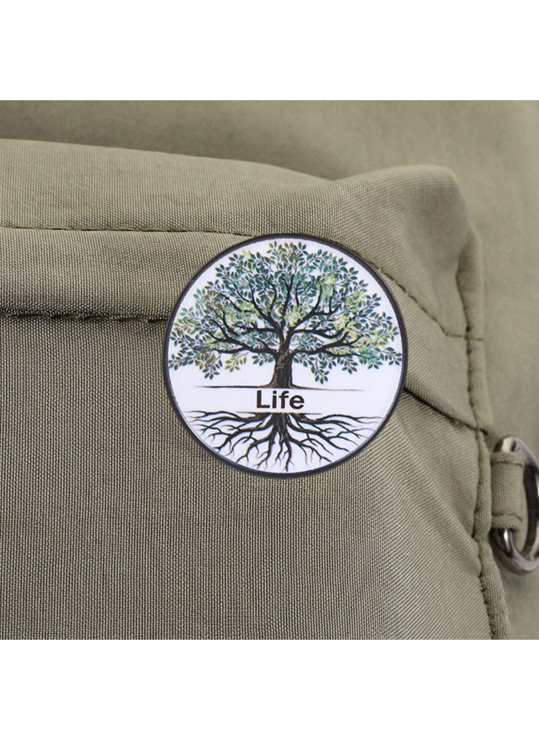 Pinori - Cute Cartoon Tree of Life with Life Text & White Circle Pin