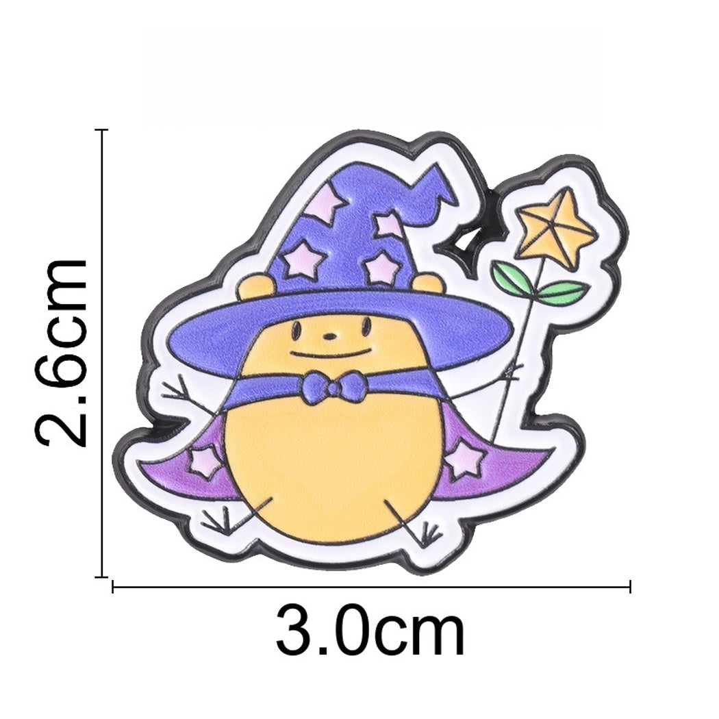 Pinori - Cartoon Wizard Hat Animal Magic Wand Pin