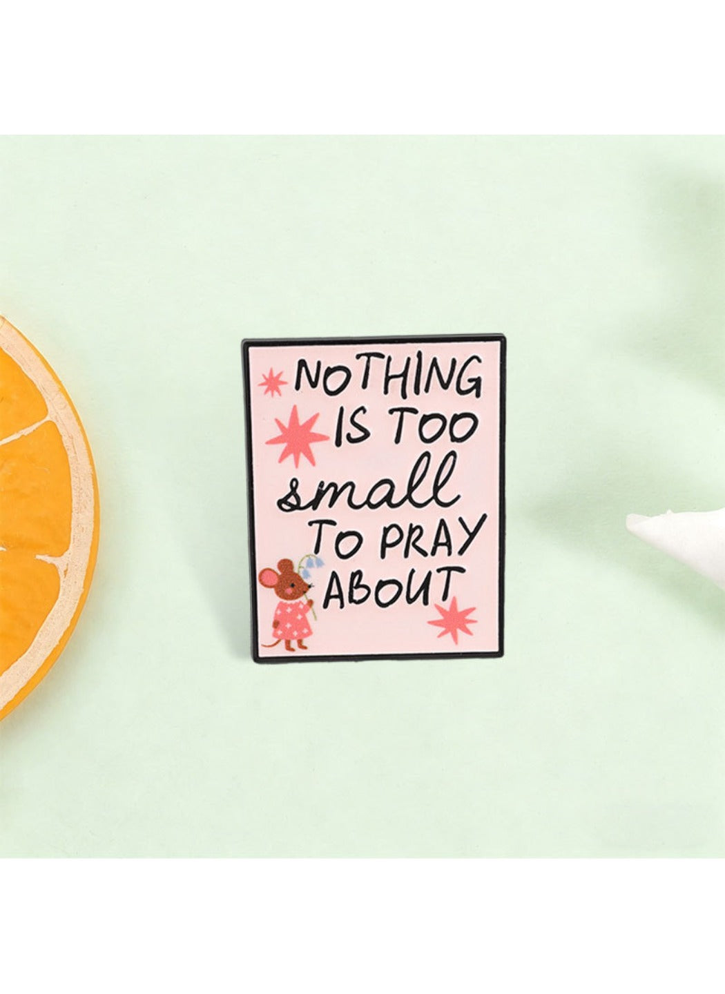 Pinori - Alloy Brooch Badge, Cute Cartoon Mouse with Inspiring Words