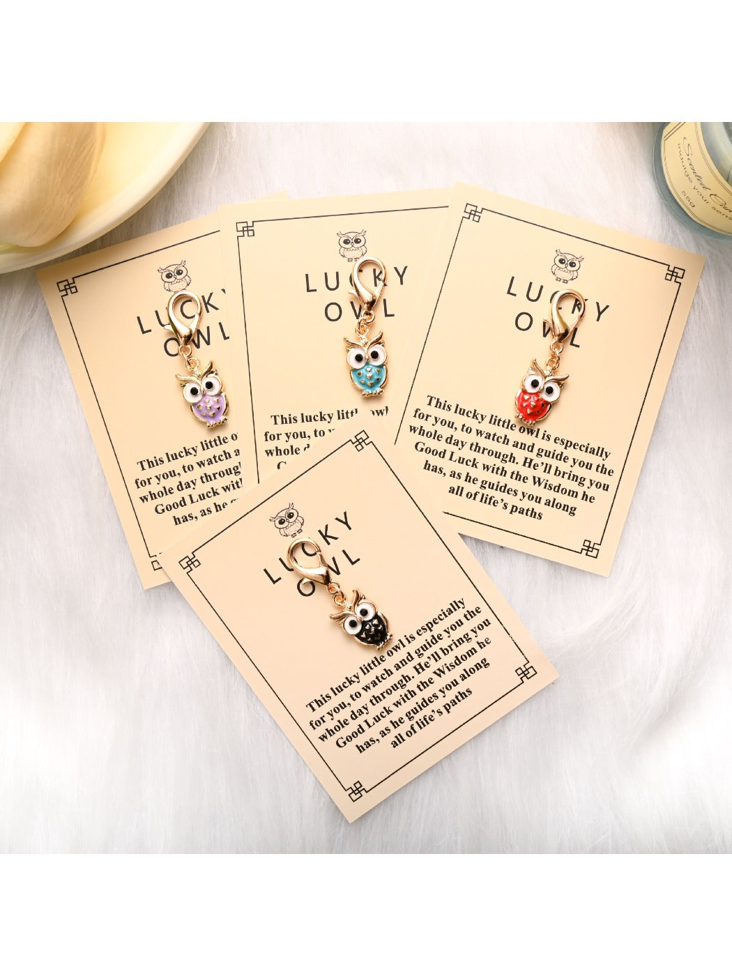 Taphug - Colorful Owl Keychain with Encouragement Card