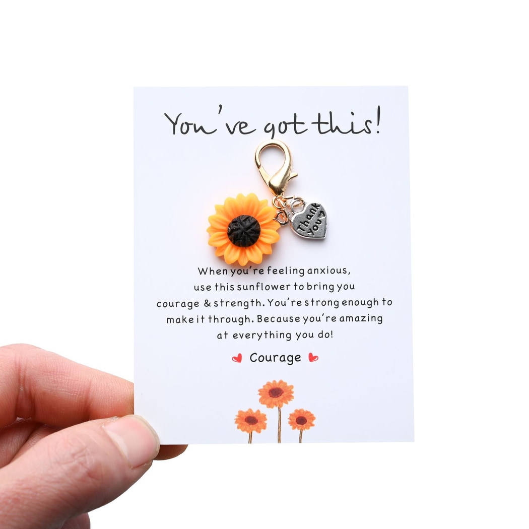 Taphug - Pocket Hug Sunflower and Heart Keychain