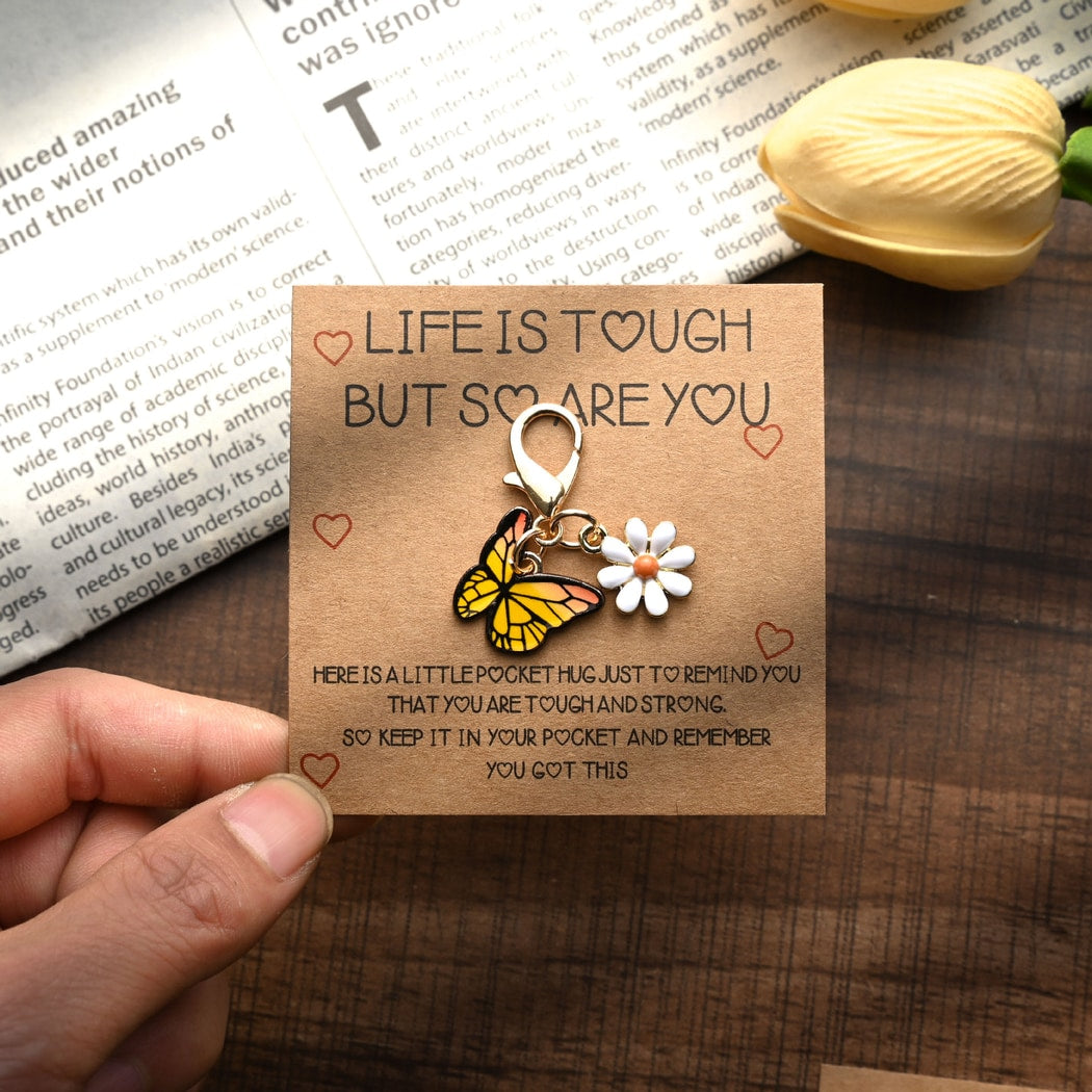 Taphug - Pocket Hug Butterfly White Flower Keychain