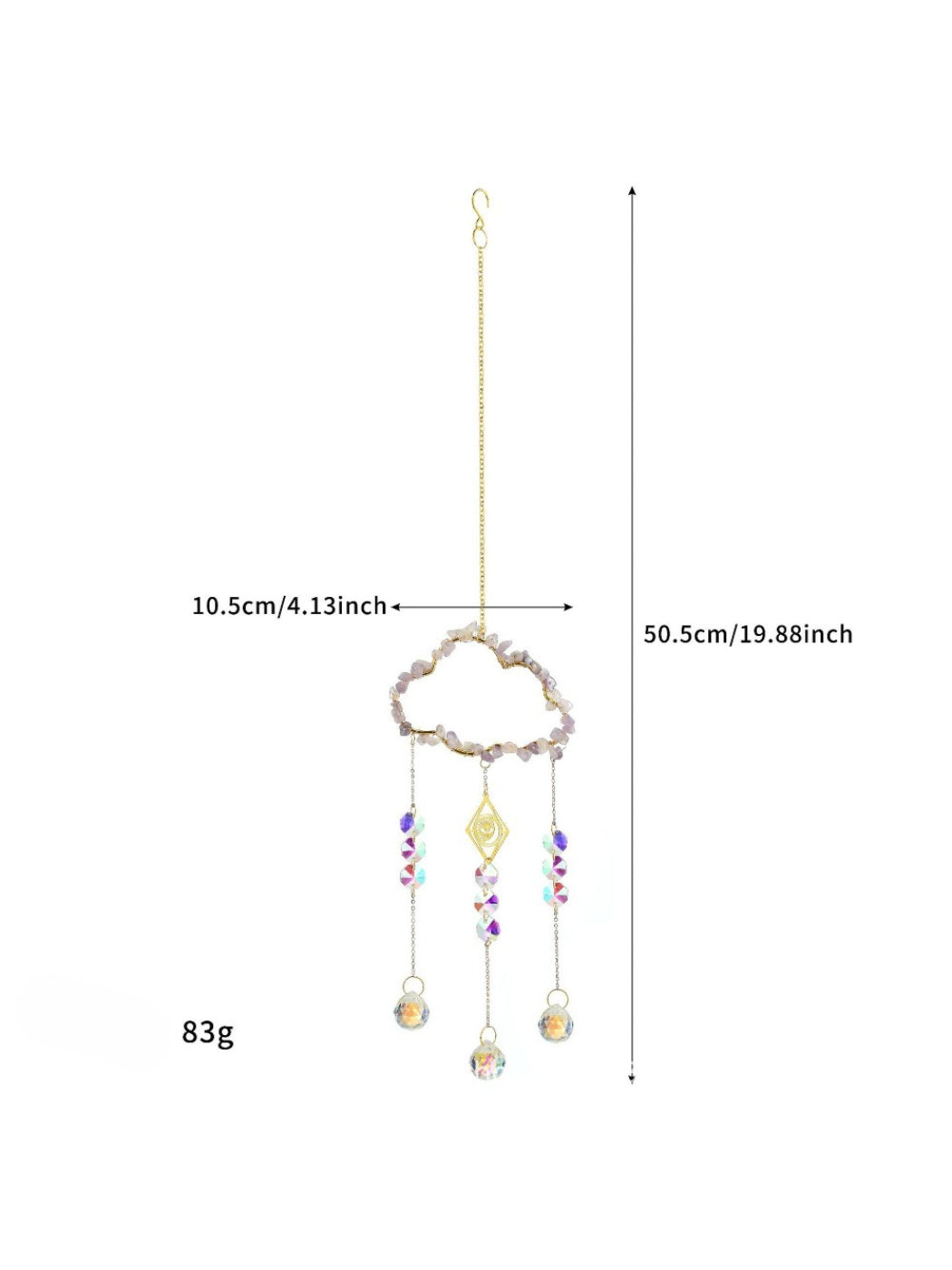 Somnia Cloud Crystal-Look Hanging Sun Catcher with multiple hanging strands and rings