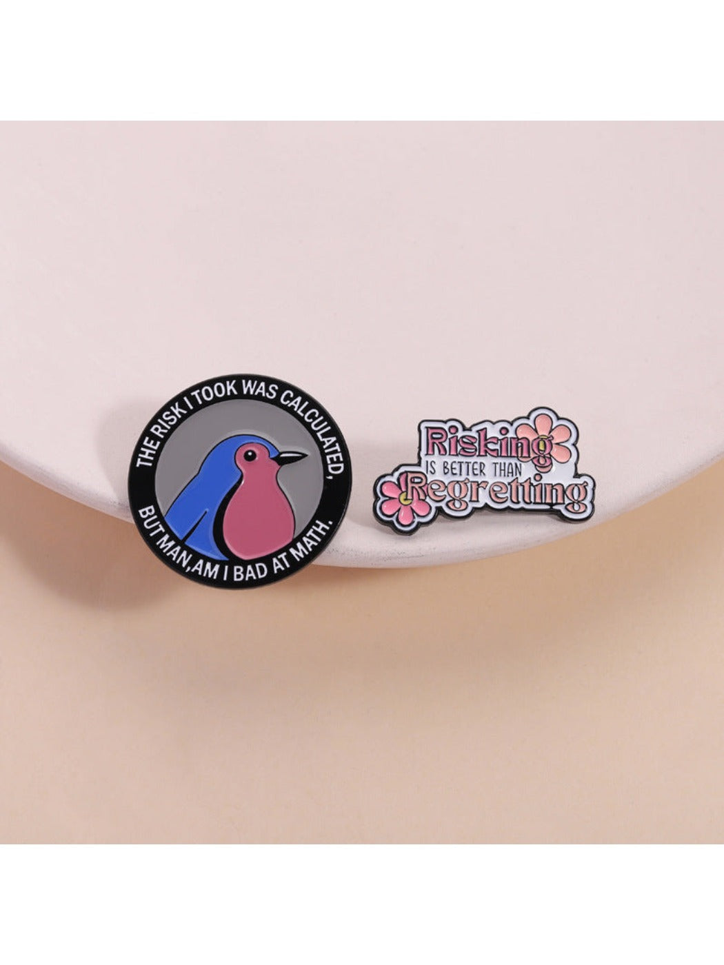 Pinori Adventure Phrase Pin Brooch with engraved text on a white background
