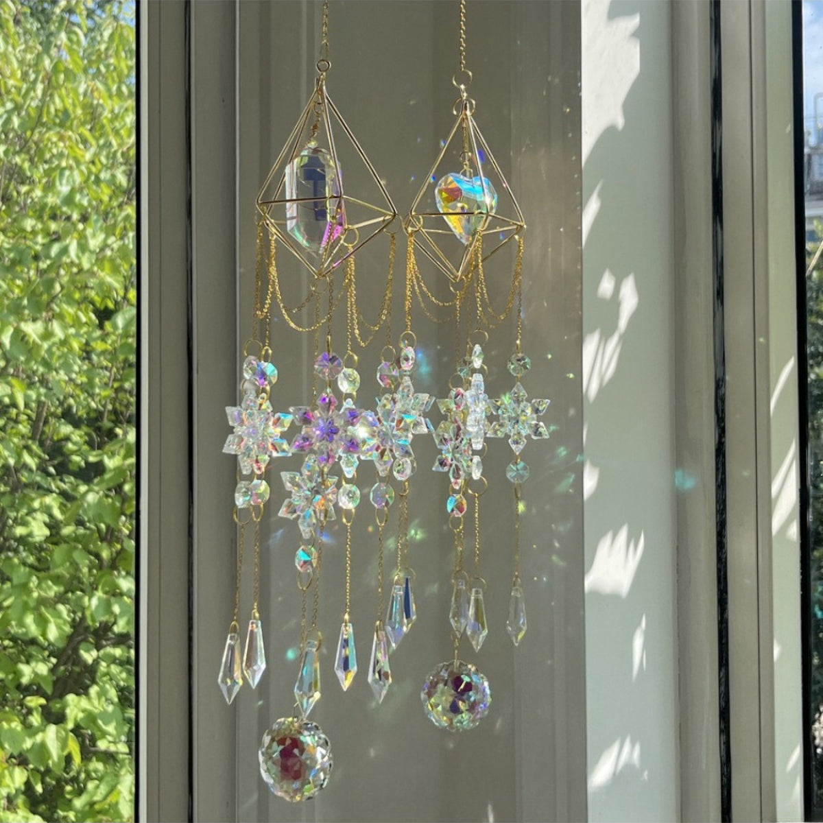 Somnira Snowflake Prism Suncatcher hanging decor with intricate snowflake design