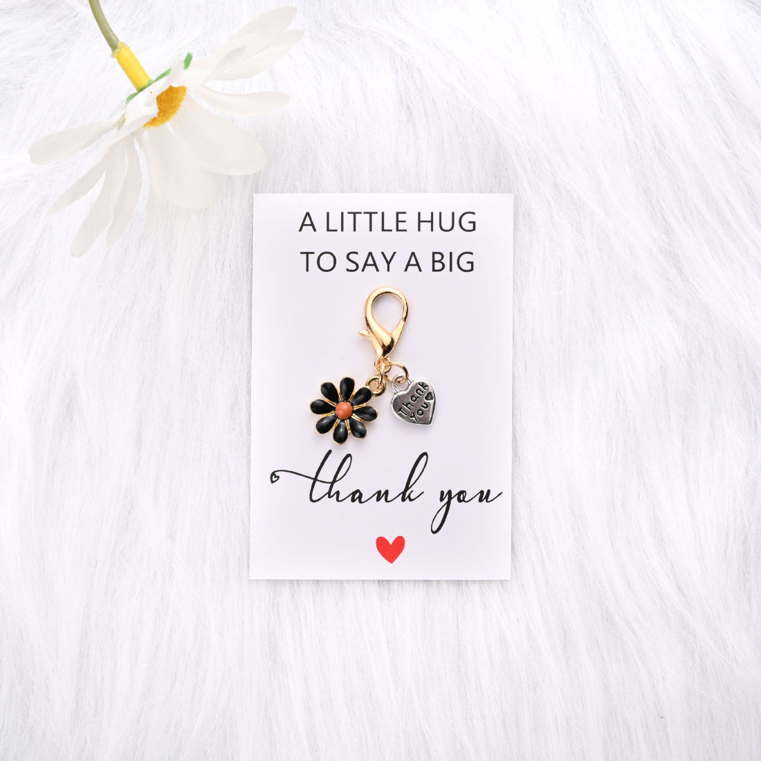 Taphug Daisy Heart Thank You Pocket Hug card with colorful floral accents