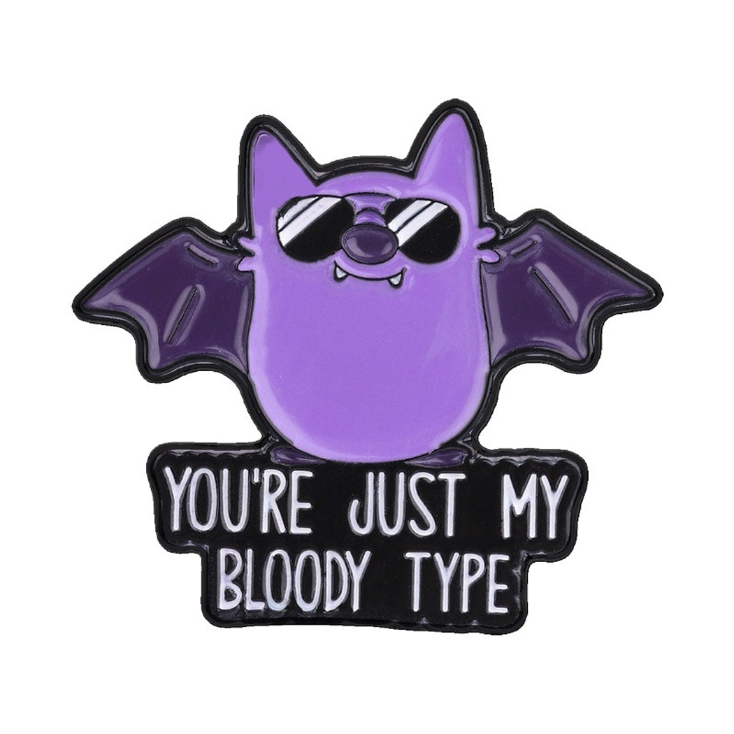 Pinori - Cartoon Bat Halloween Slogan Enamel Pin