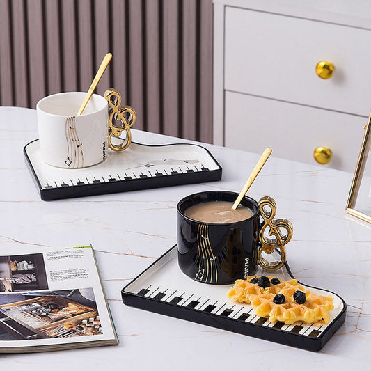 Mivora - Piano Theme Coffee Cup and Saucer Set