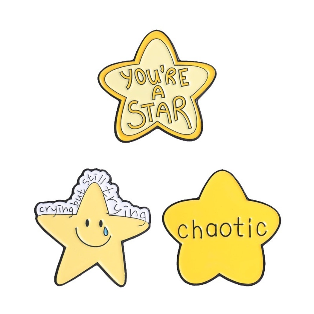 Pinori - Painted Finish Yellow Star Brooch Pin