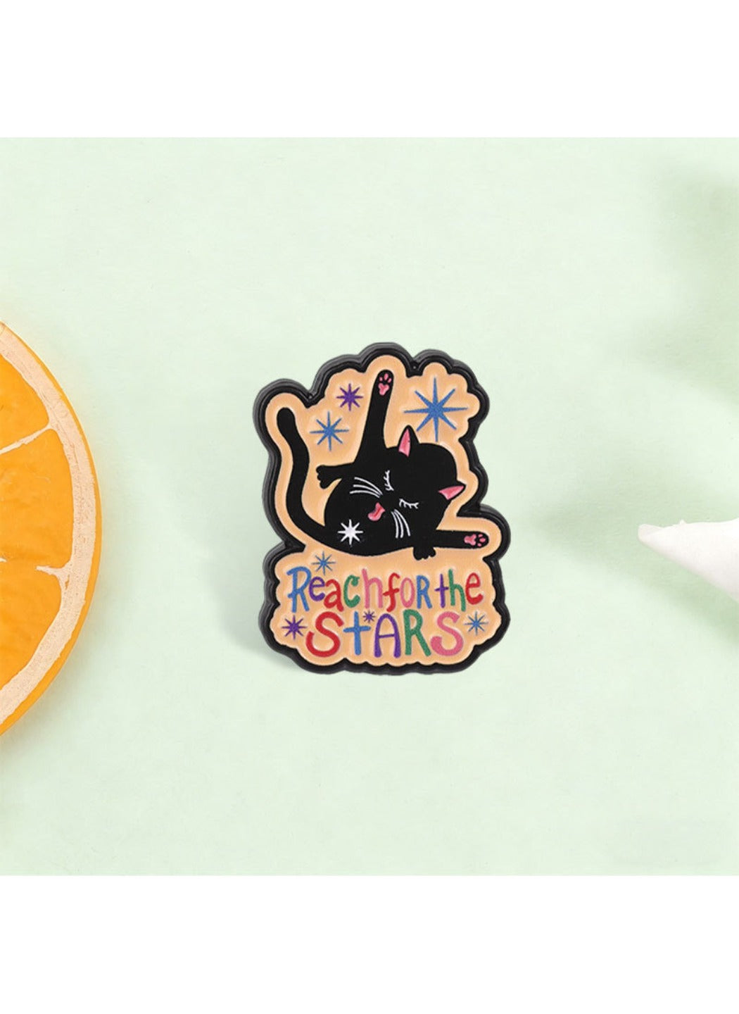 Pinori - Cat Brooch Badge, Cute Cartoon Dream Chasing Black Cat