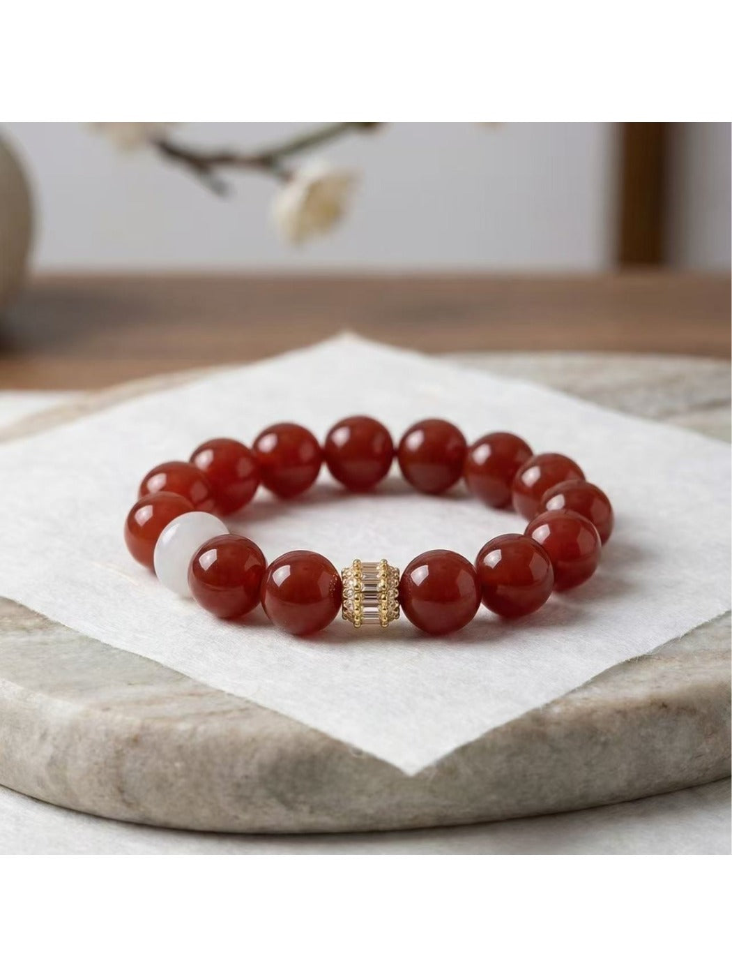 Emora - Red Crystal beaded Bracelet