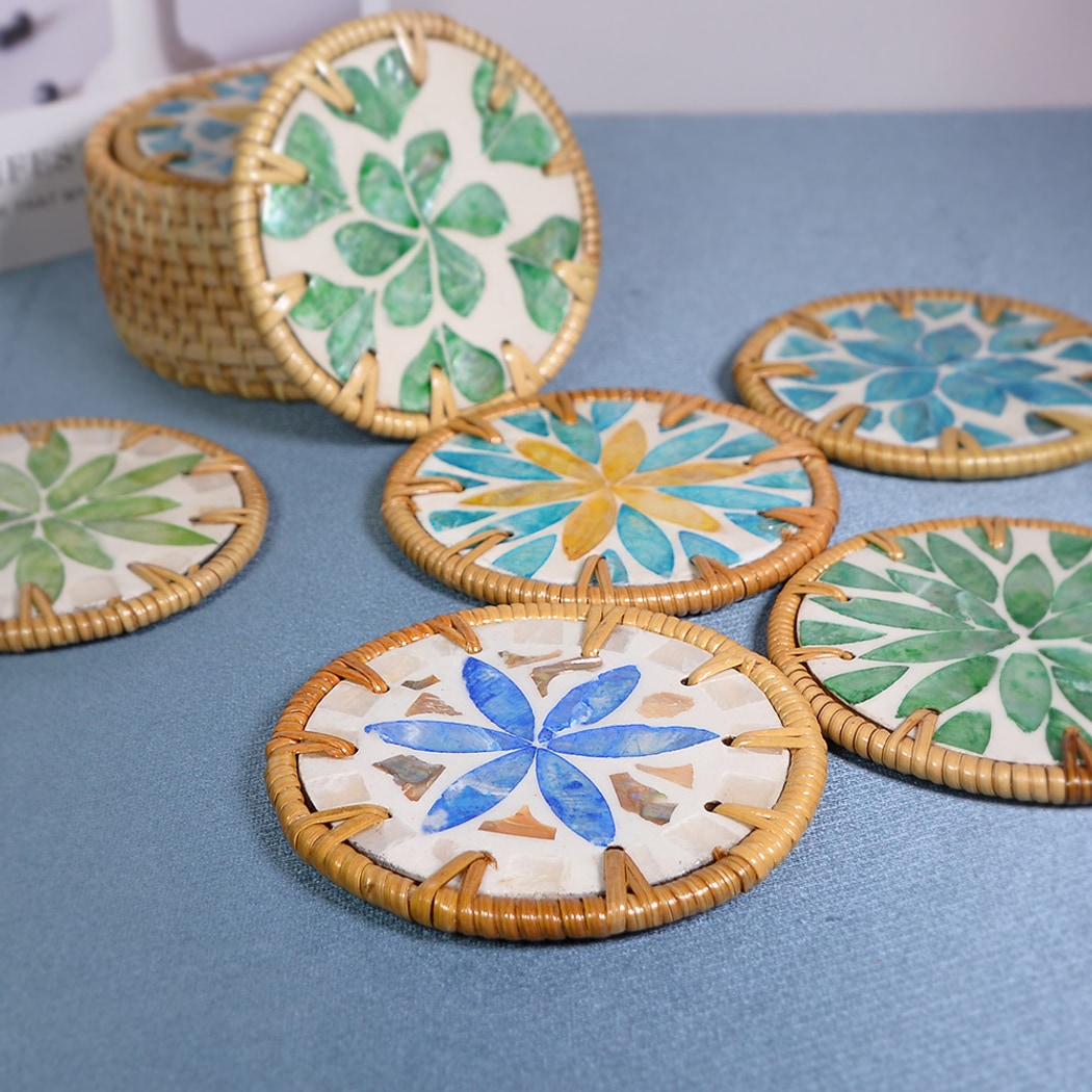Thimara - Floral Round Tea Table Decorative Coaster