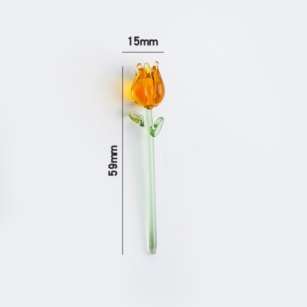 Japanese cute mini glass rose shown from an angled perspective highlighting its shape