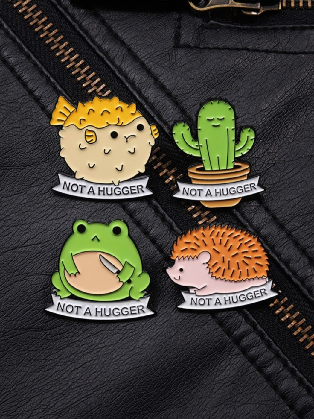Frog puffer cactus enamel pin displayed on a white background