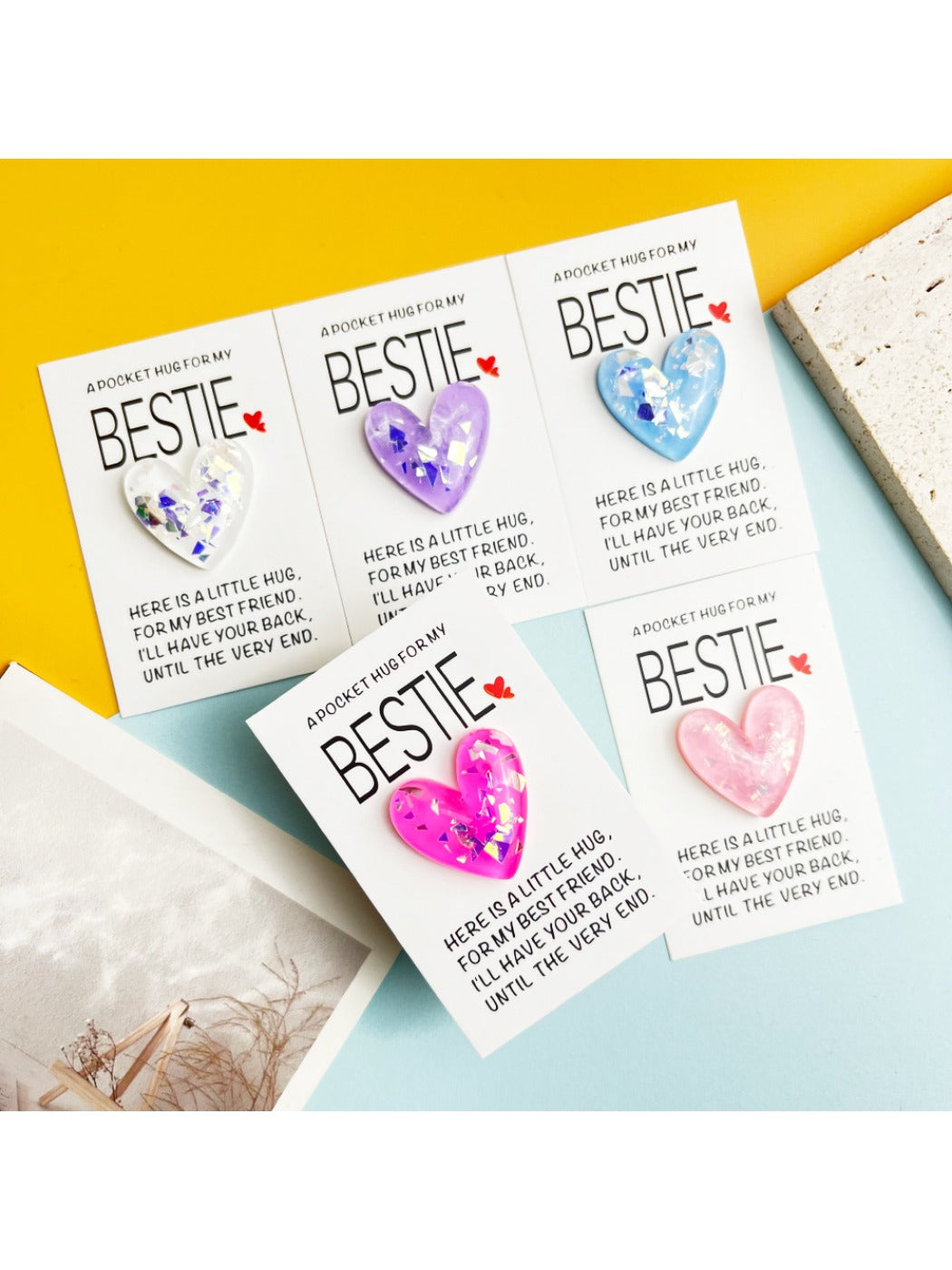 Taphug - Pocket Hug Glitter Heart Gift for Best Friends