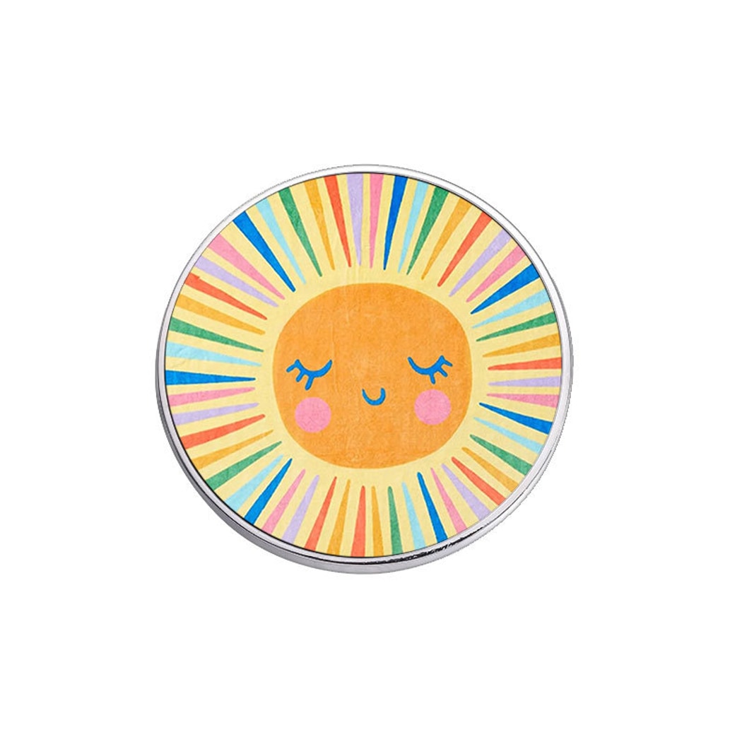Pinori - Round Sun Face Painted Finish Fashion Pin