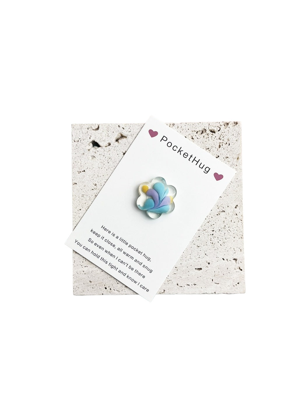 Taphug - Pocket Hug Colorful Resin Flower pocket hug card and keepsake token view 9