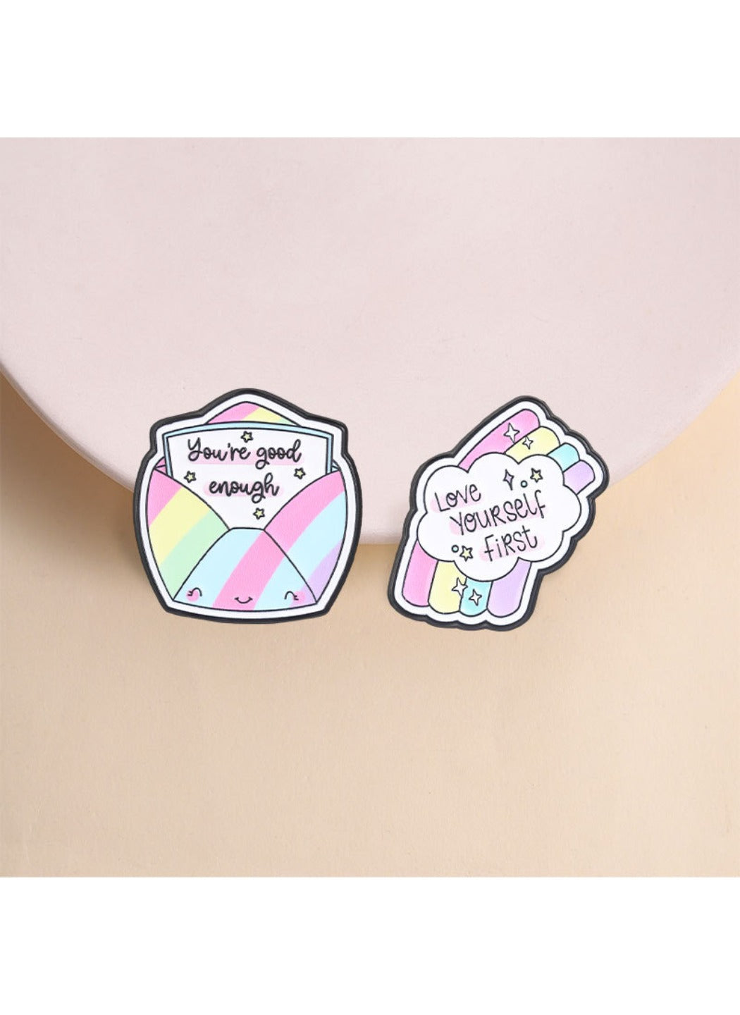 Pinori - Cute Cartoon Rainbow Envelope & Cloud Pin Brooch Badge