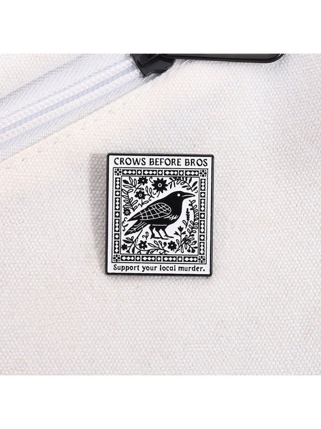 Pinori - Rectangular Crow Brooch