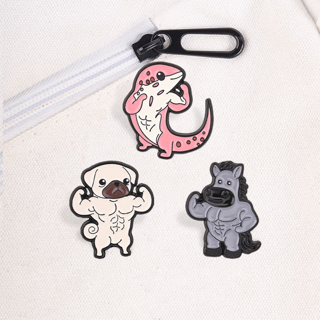 Pinori - Muscle Animal Character Enamel Pin