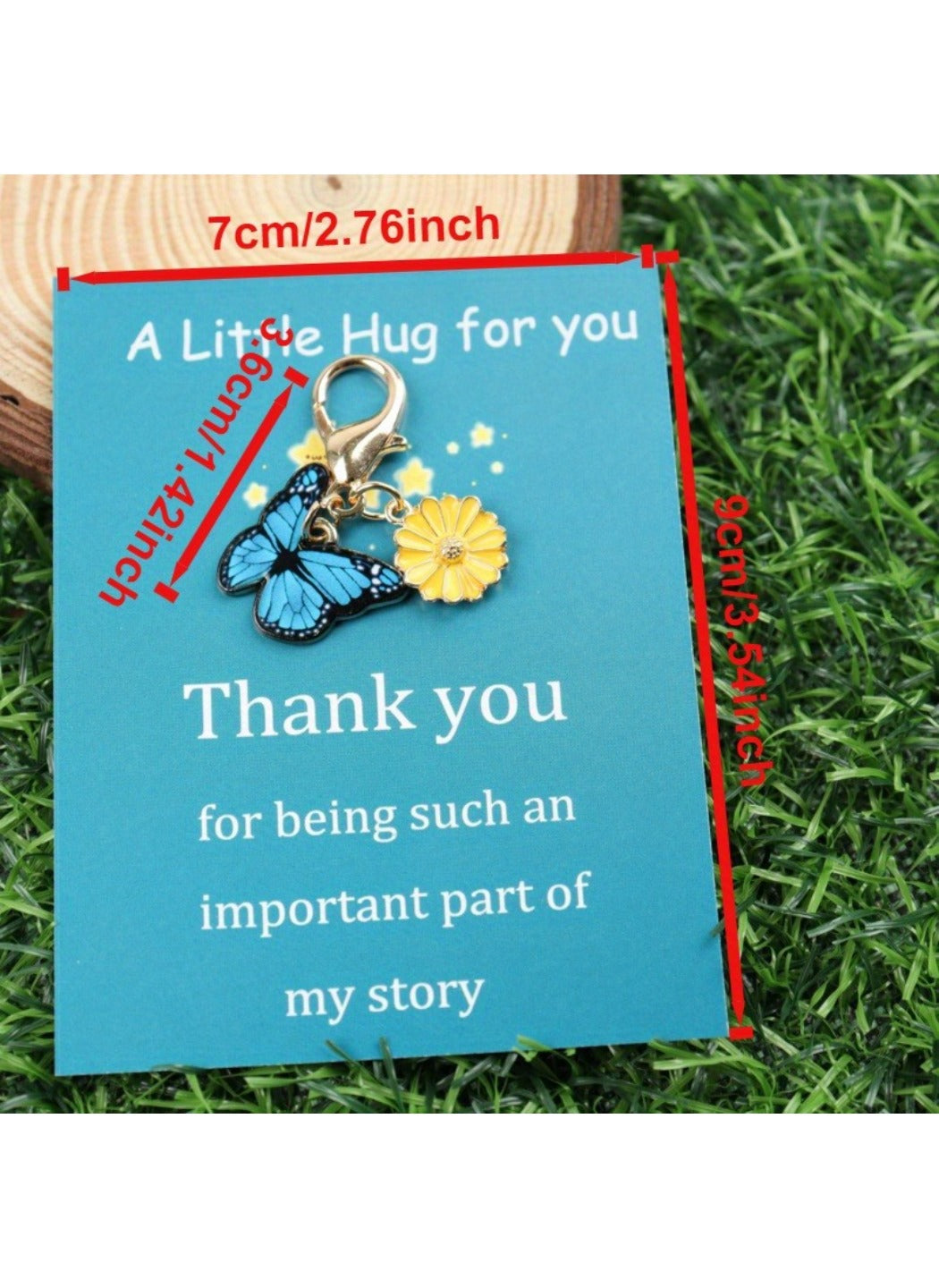 Taphug  - Alloy Pocket Hug Card Butterfly Flower Keychain