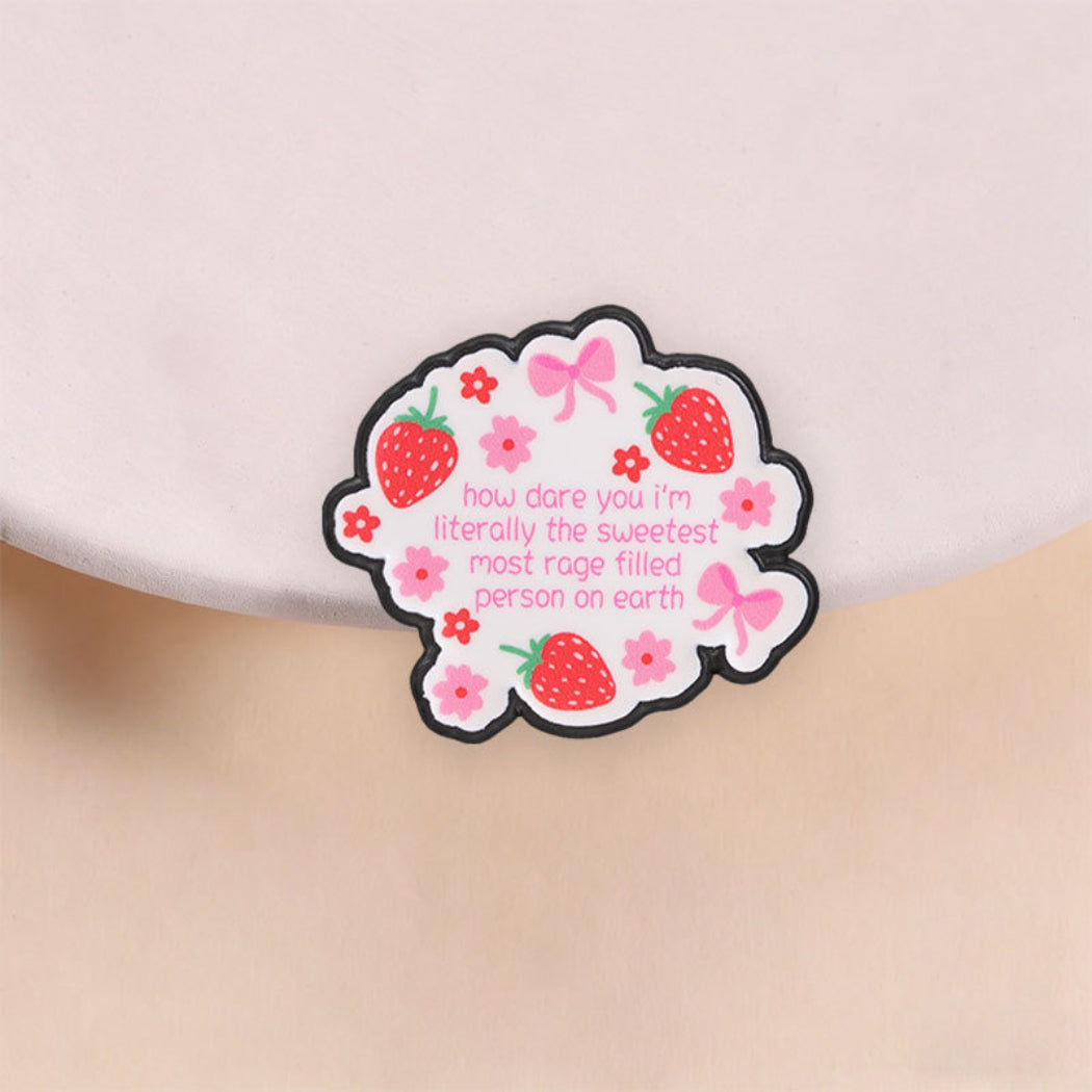 Pinori Sweet Strawberry Quote Enamel Pin