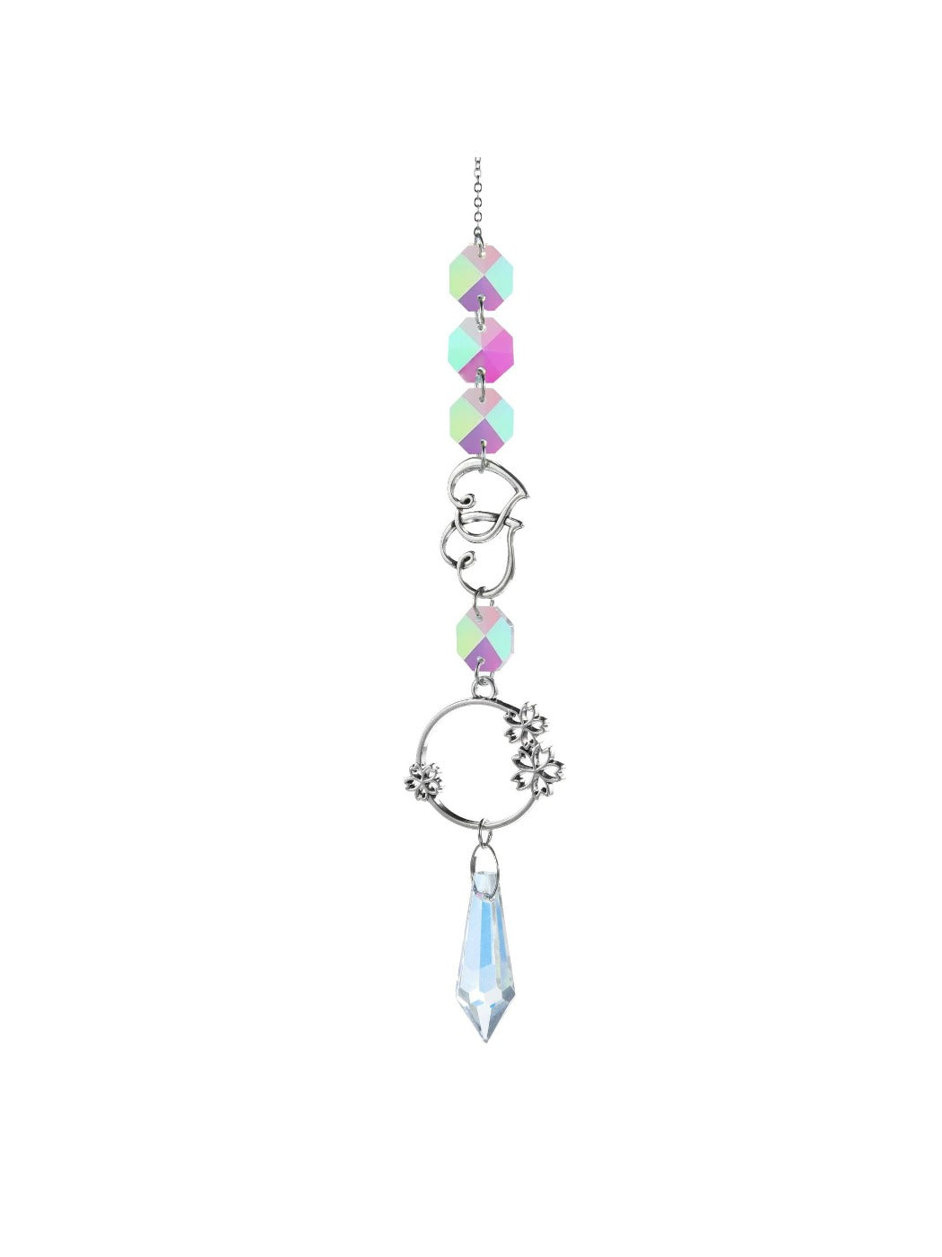 Top view of Somnira Galaxy Crystal Dream Catcher showing circular frame and web
